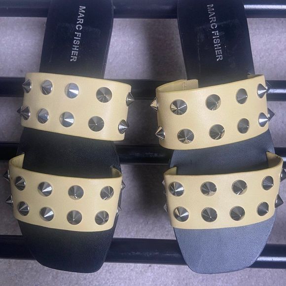 MARC FISHER Women Bolive Studded Slide Sandals - NEW NWOB - Picture 1 of 8